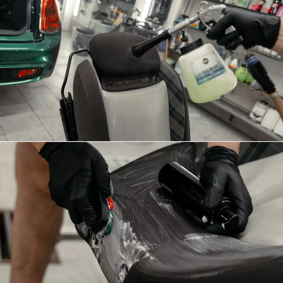 Оклеили Mini Cooper цветным полиуретаном, заменили хромированные детали, окрасили диски и суппорта, выполнили комплекс детейлинг-услуг и техническое обслуживание